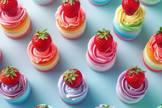 Photo colorful rainbow lgbt cakes on a white background