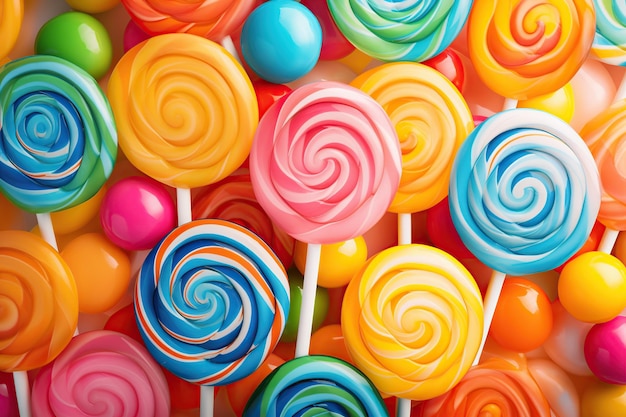 Colorful rainbow lollipops background