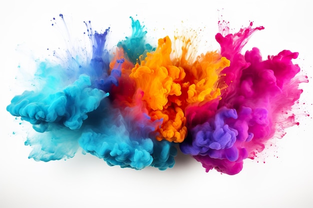 Colorful rainbow paint splash powder explosion generative ai illustration