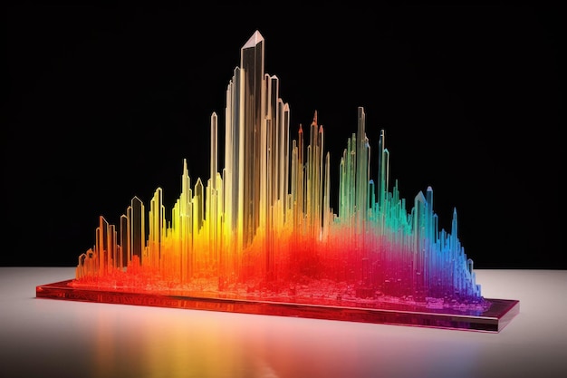 Фото Цветный спектр радуги, созданный светом через стеклянную скульптуру, созданную с помощью генеративного искусственного интеллекта