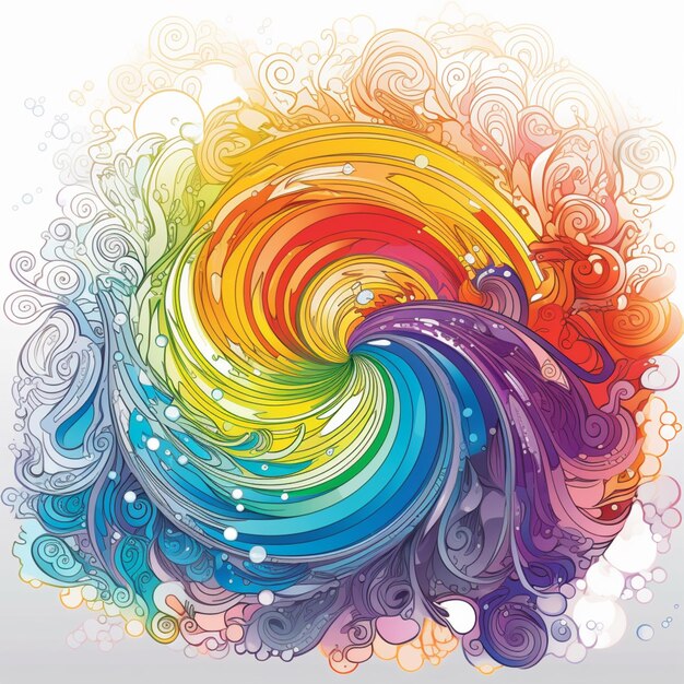 Colorful rainbow swirl acrylic art abstract pattern background generative ai image