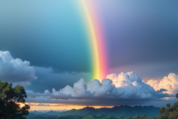 Colorful rainbow wallpaper rain sky beautiful rainbow background forest meadow flowers