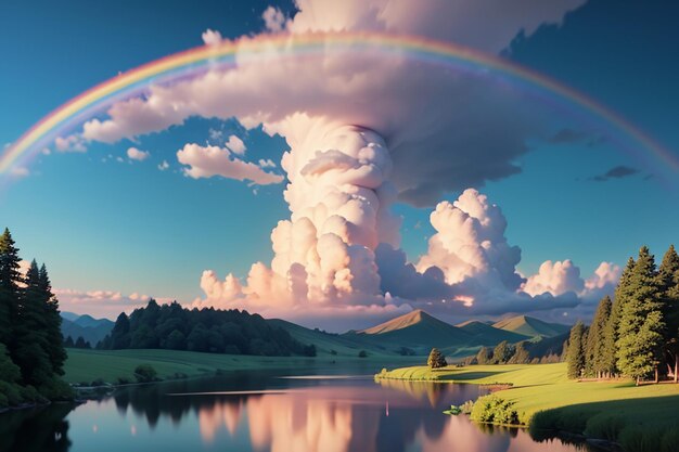 Colorful rainbow wallpaper rain sky beautiful rainbow background forest meadow flowers