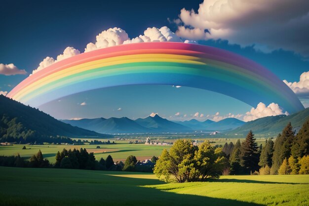 Colorful rainbow wallpaper rain sky beautiful rainbow background forest meadow flowers