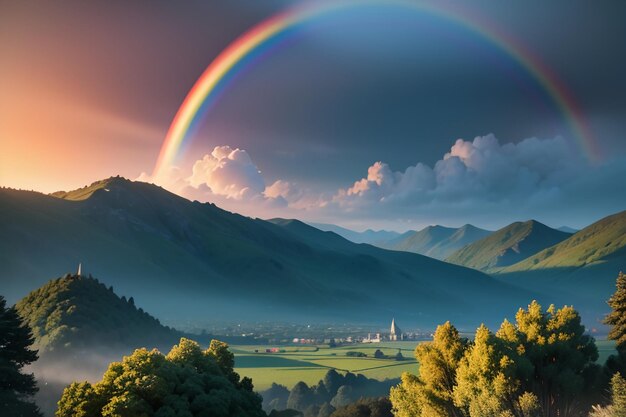 Colorful rainbow wallpaper rain sky beautiful rainbow background forest meadow flowers