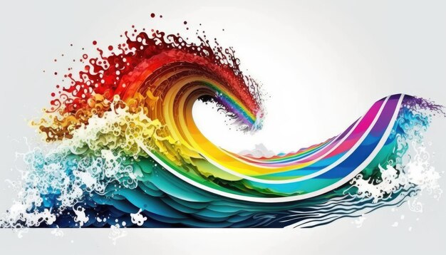 Colorful Rainbow Wave Paint Splash by Generative AI