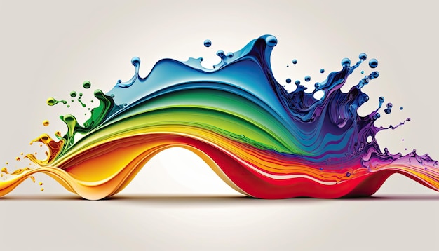 Colorful Rainbow Wave Paint Splash by Generative AI