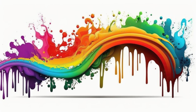Colorful Rainbow Wave Paint Splash by Generative AI