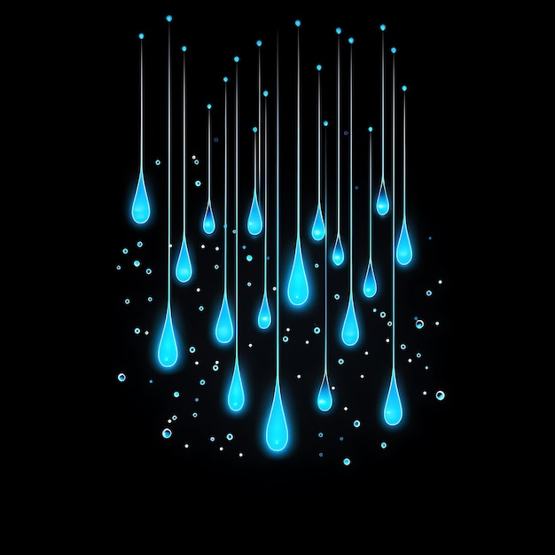 Colorful Raindrop Calm Blue Dotted Neon Lines Cloud Decorations Strai Y2K Gradient Light Art