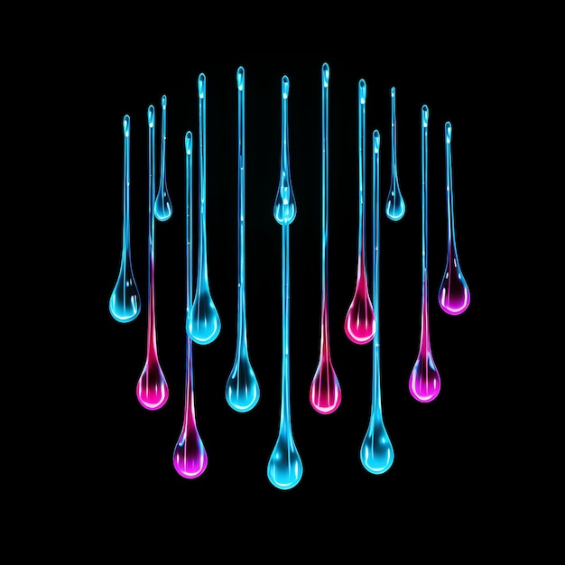 Foto colourful raindrop crystal clear droplet neon lines umbrellas droplet y2k gradient light art