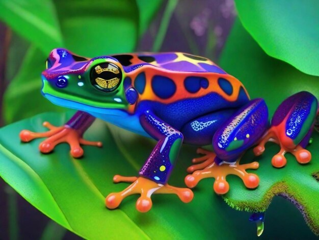 Colorful rainforest poison dart frog colorful exotic frog generated ai