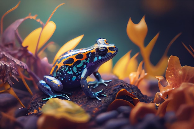 Colorful rainforest poison dart froggenerative ai