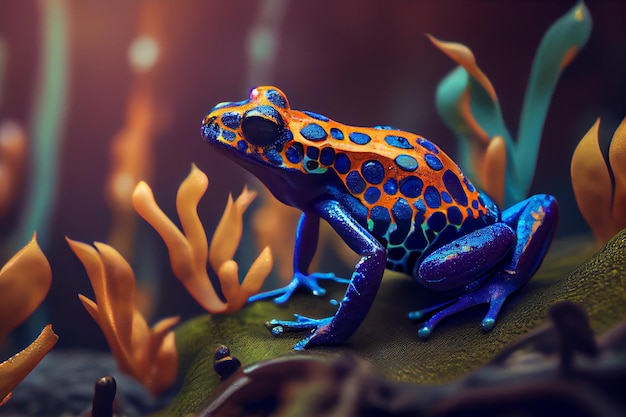 Colorful rainforest poison dart froggenerative ai