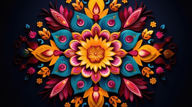 colorful rangoli floral designs celebrating the spirit of Diwali