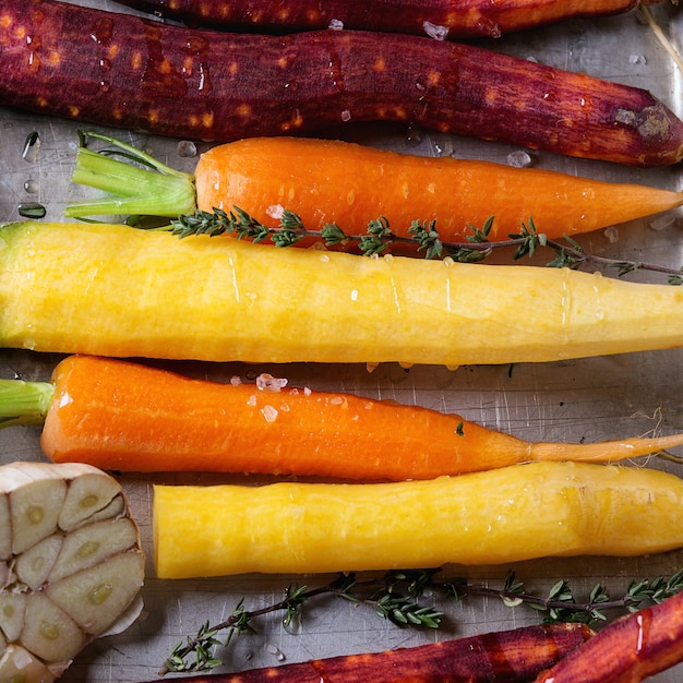 Colorful raw carrots