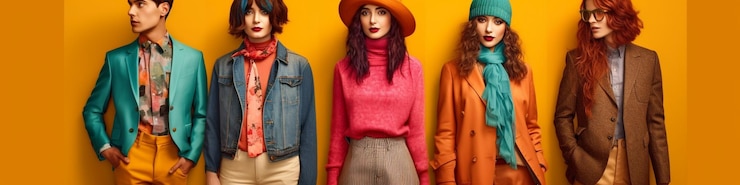 Photo colorful real people wearing fashion clothes tshirt fashion shop banner
