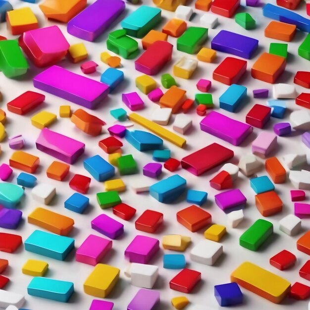 A colorful rectangular objects on a white surface