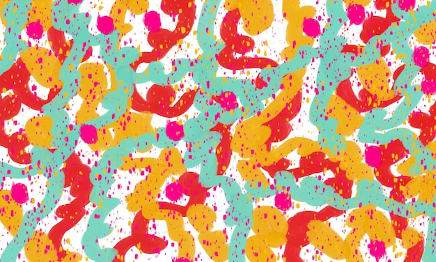 Colorful red blue and yellow with pink splatter paint background