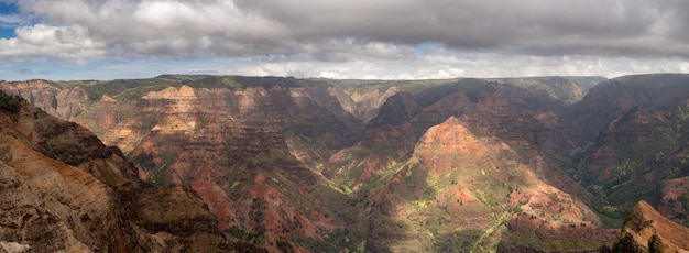 Photo colorful red rocks in the grand waimea canyon on the hawaiian island of kauai