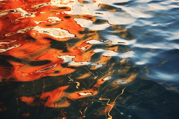 A colorful reflection of the water and the sky