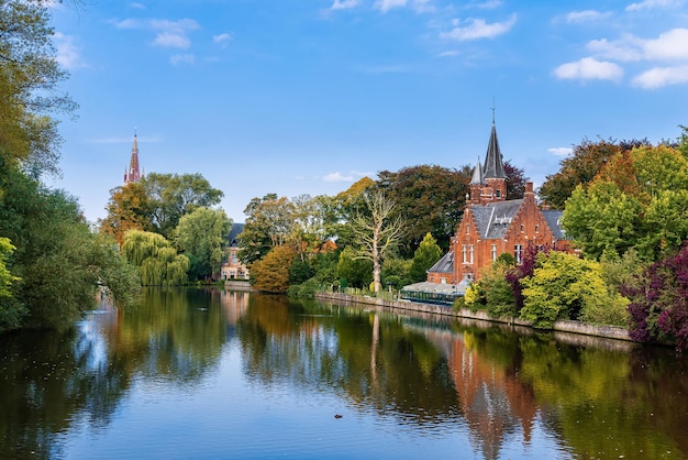 Colorful Reflections of Trees in Water in Bruges