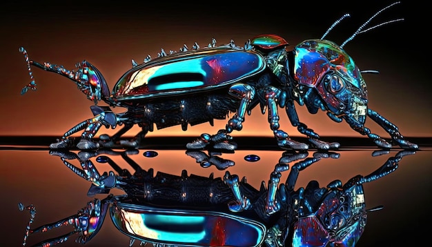 Colorful Reflective Metallic Cardianl Beetle Insect by Generate AI