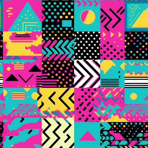 Colorful Retro 80's Seamless Pattern Collection