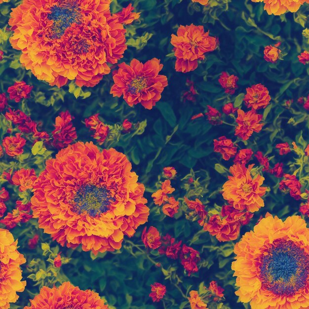 Photo colorful retro flowers seamless pattern digital floral background design ai generated