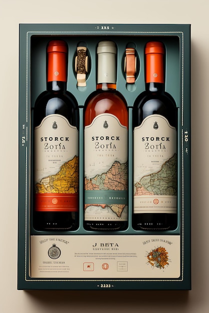 Foto colorful retro inspired wine label packaging con un concetto creativo vintage e sbiadito