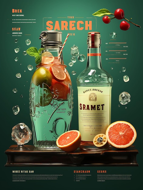 Photo colorful retro liqueurs with a 1950s inspired color palette vintage a creative concept ideas design