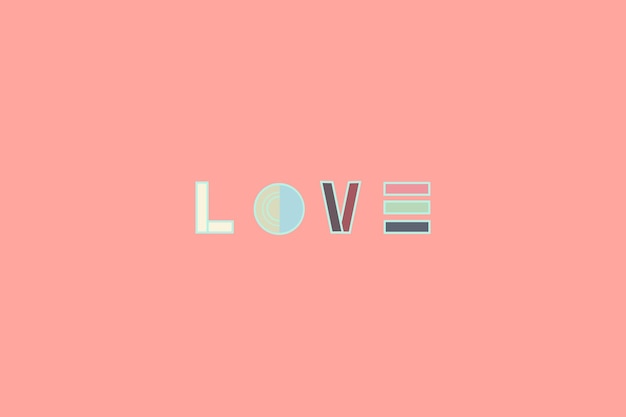 Colorful retro mood of Love typography seamless pattern. love on pink background and pastel letters