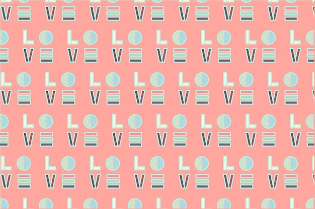 Colorful retro mood of love typography seamless pattern. love\
on pink background and pastel