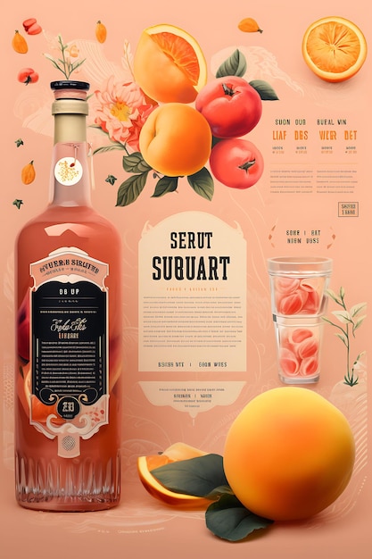 Colorful Retro Peach Liqueur With a Vintage Inspired Color Palette Fe creative concept ideas design