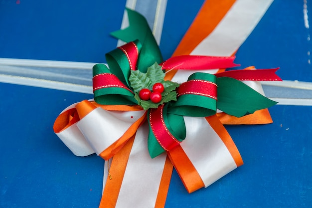 colorful ribbon on the gift box background
