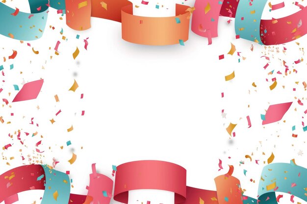 Photo colorful ribbon with confetti white background