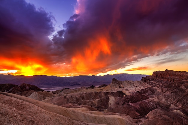 The Colorful Ridges Of Zabriskie Point At Sunset Death Valley National Park, California, USA