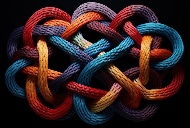 a colorful rope is broken up into several pieces in the style of infinity nets