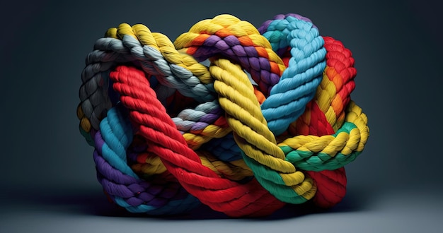 colorful ropes in the shape of the common knot