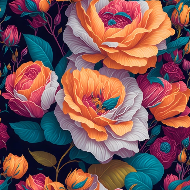 Colorful Rose Bouquet in Acrylic Painting a Vibrant Illustration Ai Generative