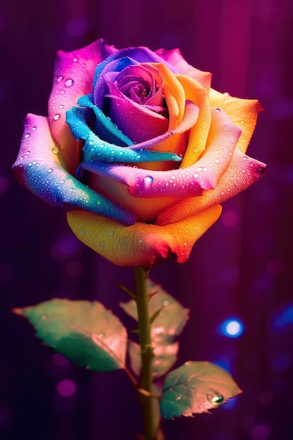 Colorful roses blooming with dew