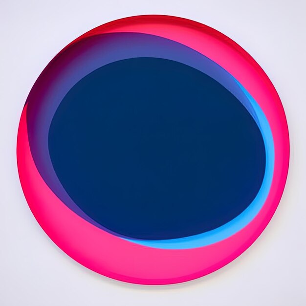 Photo a colorful round plate with a blue rim and a pink rim