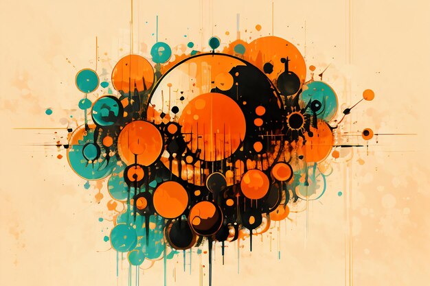 Colorful round shape stack abstract splash ink effect wallpaper background illustration