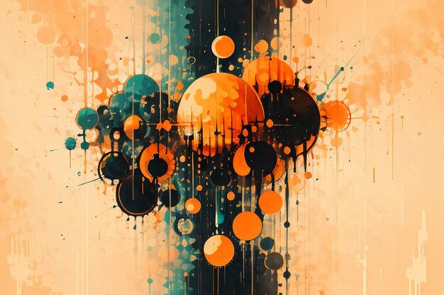 Colorful round shape stack abstract splash ink effect wallpaper background illustration