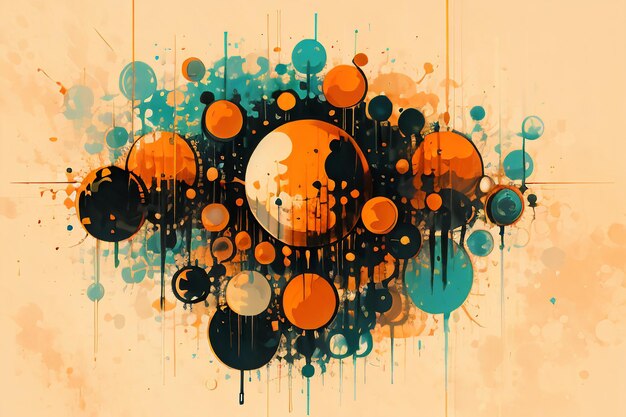 Colorful round shape stack abstract splash ink effect wallpaper background illustration