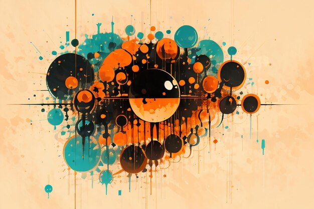 Colorful round shape stack abstract splash ink effect wallpaper background illustration