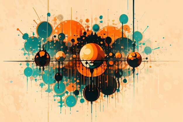 Photo colorful round shape stack abstract splash ink effect wallpaper background illustration