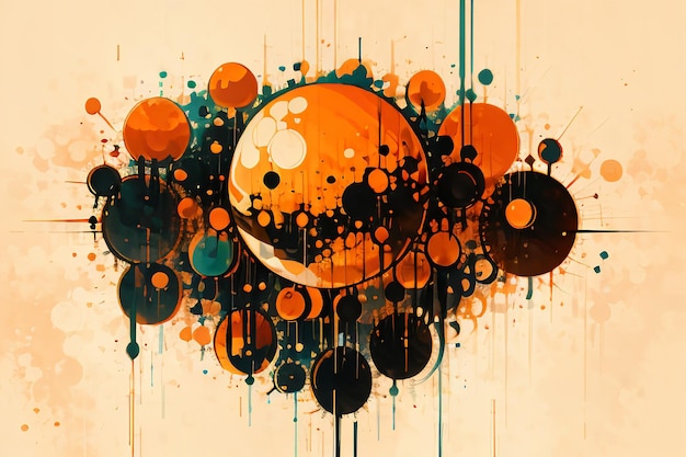 Photo colorful round shape stack abstract splash ink effect wallpaper background illustration