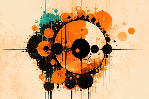 Colorful round shape stack abstract splash ink effect wallpaper background illustration