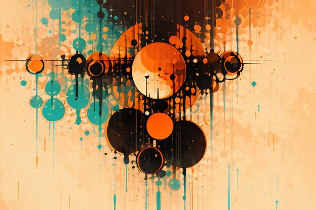 Colorful round shape stack abstract splash ink effect wallpaper background illustration