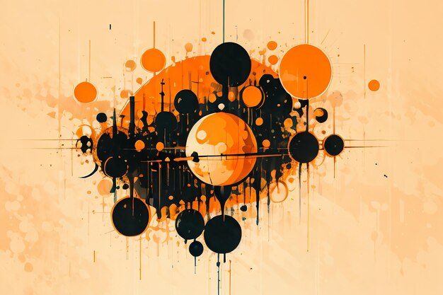 Colorful round shape stack abstract splash ink effect wallpaper background illustration